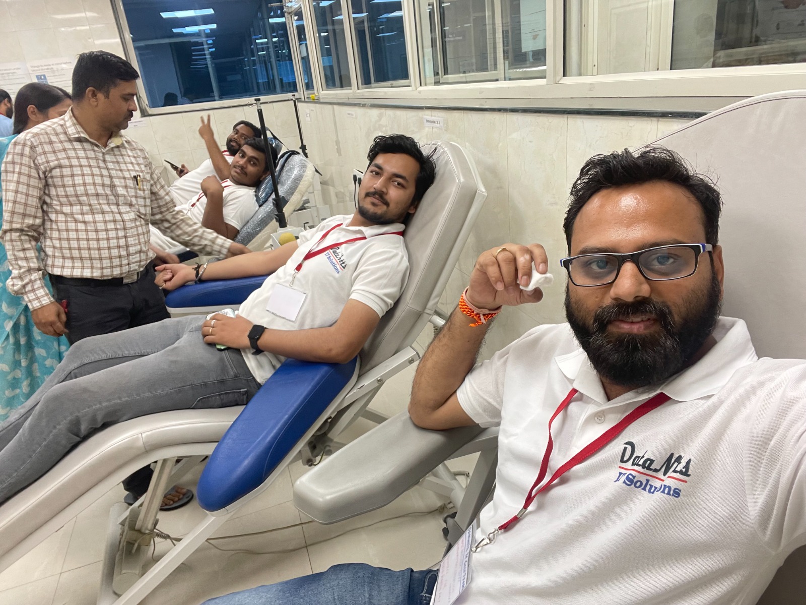Giving the gift of life — DataNutts employees proudly take part in a community blood donation camp.